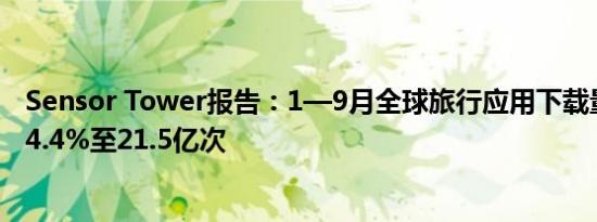 Sensor Tower报告：1—9月全球旅行应用下载量环比增长4.4%至21.5亿次