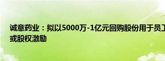 诚意药业：拟以5000万-1亿元回购股份用于员工持股计划或股权激励