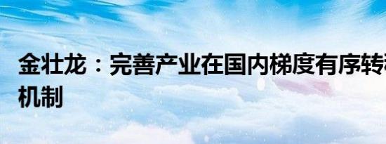 金壮龙：完善产业在国内梯度有序转移的协作机制