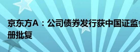 京东方A：公司债券发行获中国证监会同意注册批复