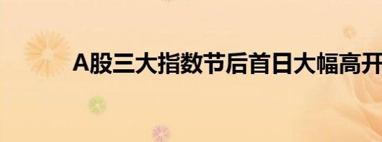 A股三大指数节后首日大幅高开