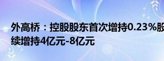 外高桥：控股股东首次增持0.23%股份 拟继续增持4亿元-8亿元