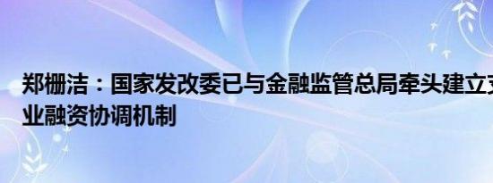 郑栅洁：国家发改委已与金融监管总局牵头建立支持小微企业融资协调机制