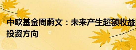 中欧基金周蔚文：未来产生超额收益的是两大投资方向