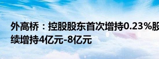 外高桥：控股股东首次增持0.23%股份 拟继续增持4亿元-8亿元