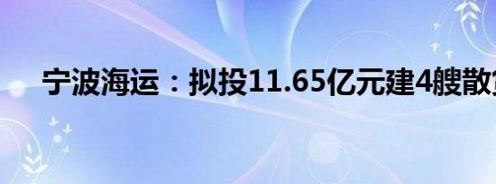 宁波海运：拟投11.65亿元建4艘散货船