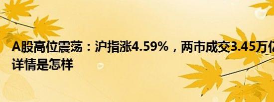 A股高位震荡：沪指涨4.59%，两市成交3.45万亿元创新高 详情是怎样