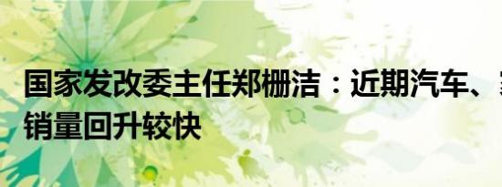 国家发改委主任郑栅洁：近期汽车、家电产品销量回升较快