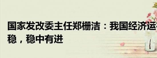 国家发改委主任郑栅洁：我国经济运行总体平稳，稳中有进