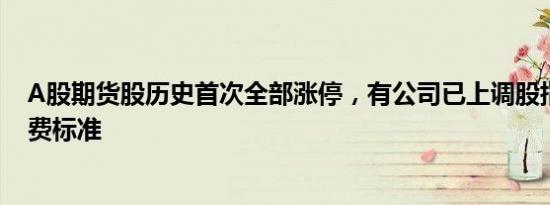 A股期货股历史首次全部涨停，有公司已上调股指期货手续费标准