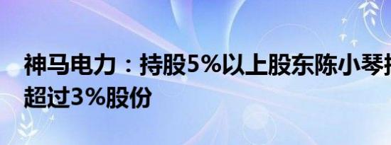 神马电力：持股5%以上股东陈小琴拟减持不超过3%股份