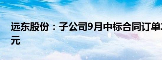 远东股份：子公司9月中标合同订单20.35亿元