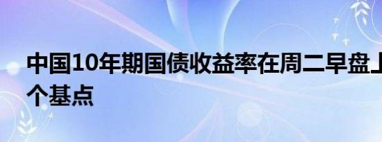 中国10年期国债收益率在周二早盘上涨6.25个基点