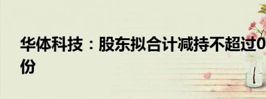 华体科技：股东拟合计减持不超过0.87%股份