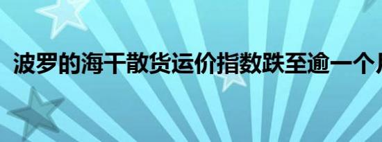 波罗的海干散货运价指数跌至逾一个月低位