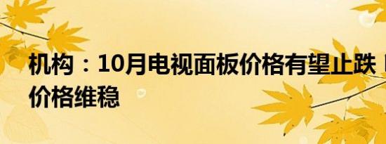 机构：10月电视面板价格有望止跌 NB面板价格维稳