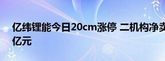 亿纬锂能今日20cm涨停 二机构净卖出3.98亿元