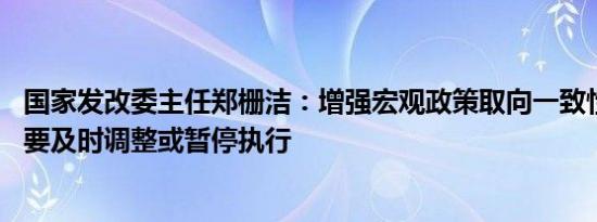 国家发改委主任郑栅洁：增强宏观政策取向一致性 不一致的要及时调整或暂停执行