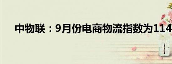 中物联：9月份电商物流指数为114.4点