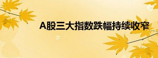 A股三大指数跌幅持续收窄