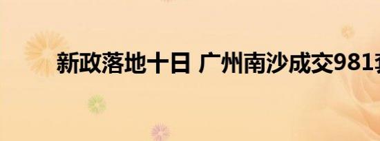 新政落地十日 广州南沙成交981套