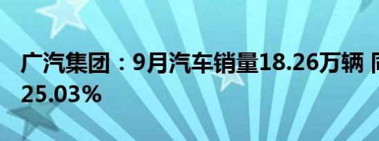 广汽集团：9月汽车销量18.26万辆 同比下降25.03%