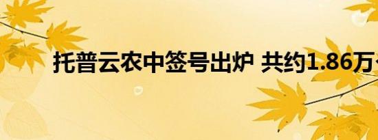 托普云农中签号出炉 共约1.86万个