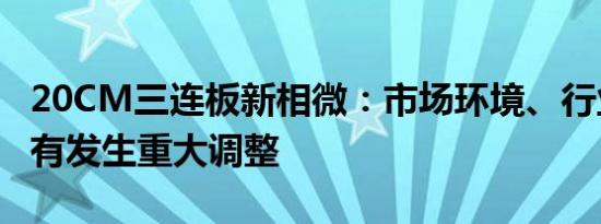 20CM三连板新相微：市场环境、行业政策没有发生重大调整