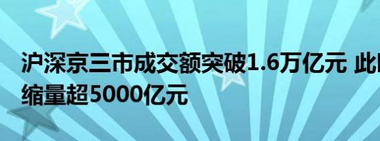 沪深京三市成交额突破1.6万亿元 此时较上日缩量超5000亿元