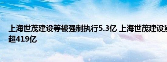 上海世茂建设等被强制执行5.3亿 上海世茂建设累计被执行超419亿