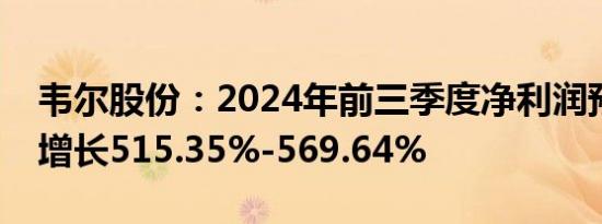 韦尔股份：2024年前三季度净利润预计同比增长515.35%-569.64%