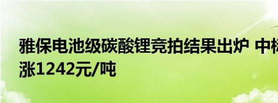 雅保电池级碳酸锂竞拍结果出炉 中标价格上涨1242元/吨