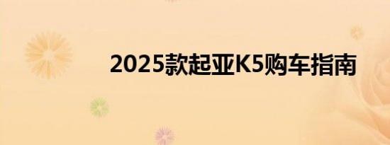 2025款起亚K5购车指南