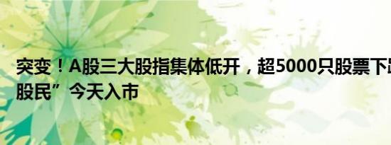 突变！A股三大股指集体低开，超5000只股票下跌！有“新股民”今天入市