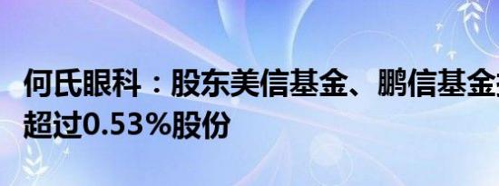 何氏眼科：股东美信基金、鹏信基金拟减持不超过0.53%股份