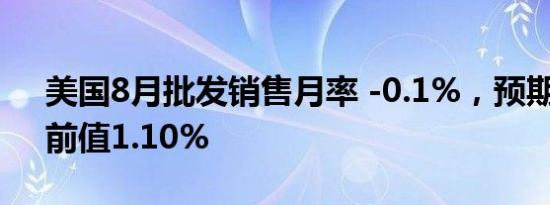 美国8月批发销售月率 -0.1%，预期0.5%，前值1.10%