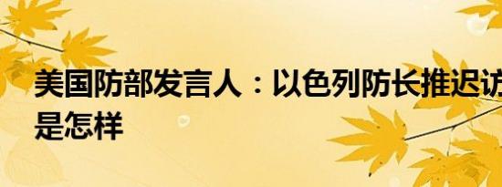 美国防部发言人：以色列防长推迟访美 详情是怎样