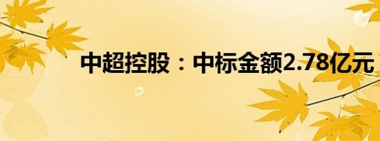 中超控股：中标金额2.78亿元