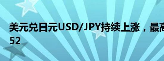 美元兑日元USD/JPY持续上涨，最高至149.52