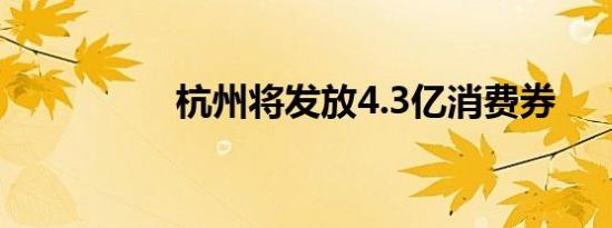 杭州将发放4.3亿消费券