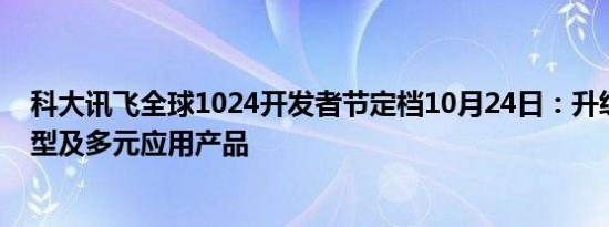 科大讯飞全球1024开发者节定档10月24日：升级行业大模型及多元应用产品