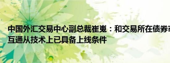 中国外汇交易中心副总裁崔嵬：和交易所在债券市场的互联互通从技术上已具备上线条件