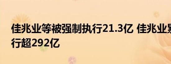 佳兆业等被强制执行21.3亿 佳兆业累计被执行超292亿