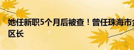 她任新职5个月后被查！曾任珠海市金湾区副区长