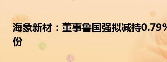 海象新材：董事鲁国强拟减持0.79%公司股份