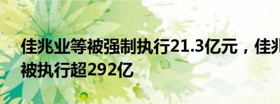 佳兆业等被强制执行21.3亿元，佳兆业累计被执行超292亿