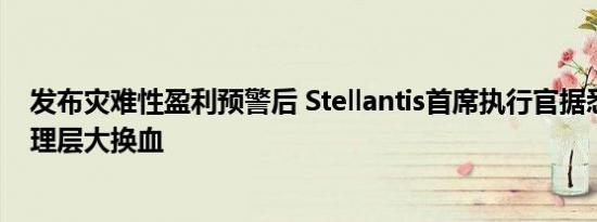 发布灾难性盈利预警后 Stellantis首席执行官据悉考虑对管理层大换血