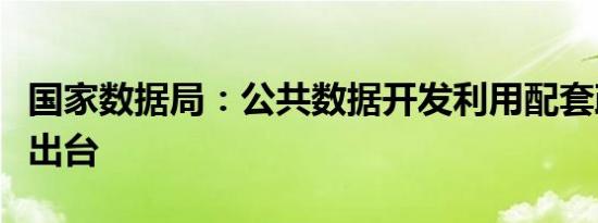 国家数据局：公共数据开发利用配套政策即将出台