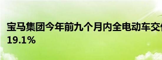 宝马集团今年前九个月内全电动车交付量增长19.1%