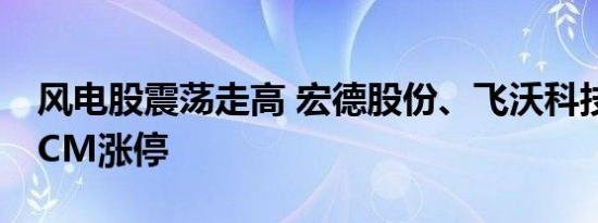 风电股震荡走高 宏德股份、飞沃科技双双20CM涨停